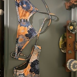 Jolyn Clothing Floral Bikini - Orange and Blue